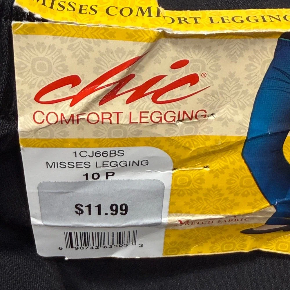 Vintage Chic Black‎ Comfort Legging Pants Size 10P Cotton Blend 90s High Waist